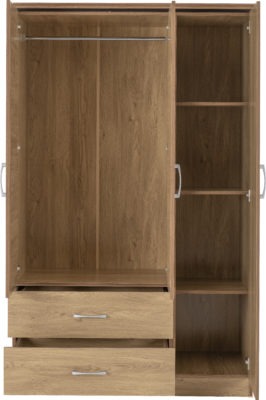 Charles 3 Door 2 Drawer Mirrored Wardrobe
Oak Effect Veneer with Walnut Trim