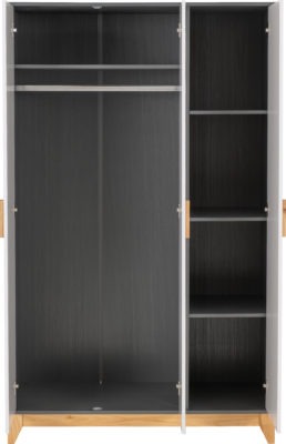 Cleveland 3 Door Wardrobe
White/Grey Metal Effect