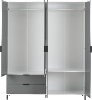 Madrid 4 Door 2 Drawer Mirrored Wardrobe
Grey/White Gloss