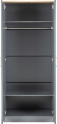 Portland 2 Door Wardrobe
Grey/Oak Effect