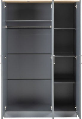 Portland 3 Door Wardrobe
Grey/Oak Effect