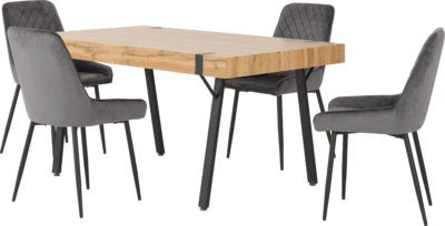 Treviso Dining Set with Avery Chairs
Light Oak Effect/Black/Grey Velvet