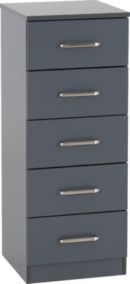 Dakota 5 Drawer Narrow Chest
Dark Grey