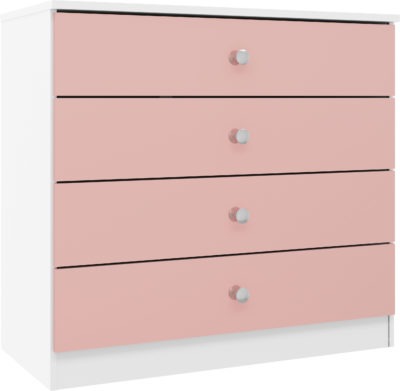 Denver 4 Drawer Chest
White/Pink Gloss