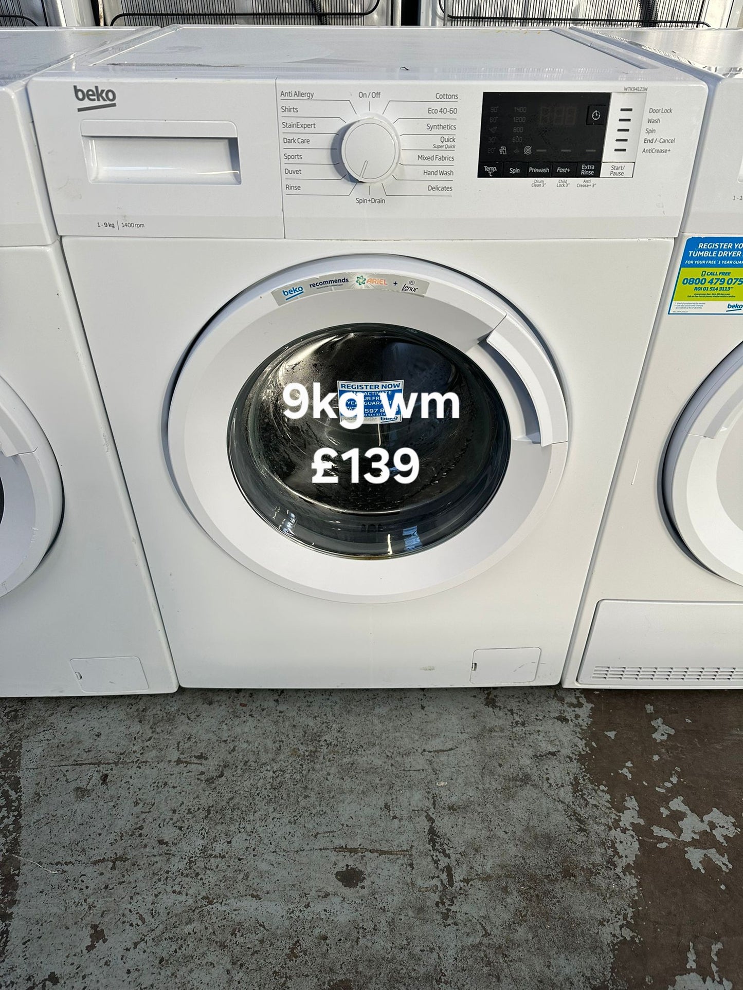 Beko 9kg washing machine 🌟 Free Delivery 🌟 120 Days Warranty 🌟