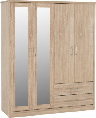 Lisbon 4 Door Wardrobe
Light Oak Effect Veneer