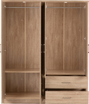 Lisbon 4 Door Wardrobe
Light Oak Effect Veneer