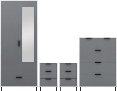 Madrid 2 Door Wardrobe Bedroom Set
Grey/White Gloss