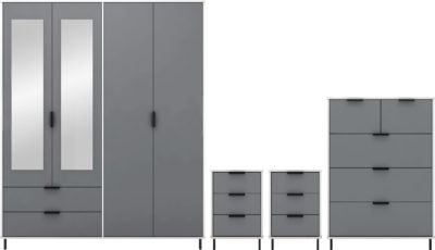 Madrid 4 Door Wardrobe Bedroom Set
Grey/White Gloss