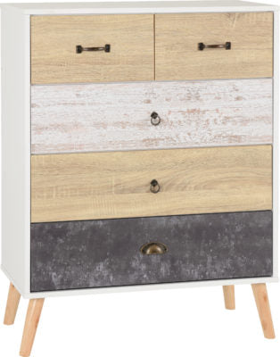 Nordic 3+2 Drawer Chest
White/Distressed Effect