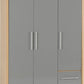 Seville 3 Door 2 Drawer Wardrobe
Grey High Gloss/Light Oak Effect Veneer