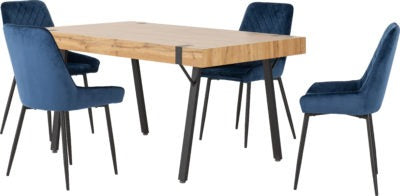 Treviso Dining Set with Avery Chairs
Light Oak Effect/Black/Sapphire Blue Velvet