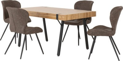 Treviso Dining Set with Quebec Chairs
Light Oak Effect/Black/Brown Faux Leather